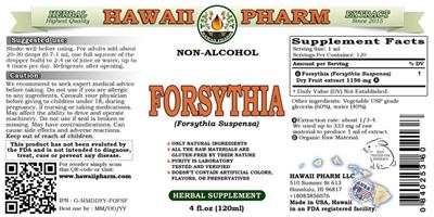 Photo of the Hawaii Pharm Forsythia Non-Alcohol label