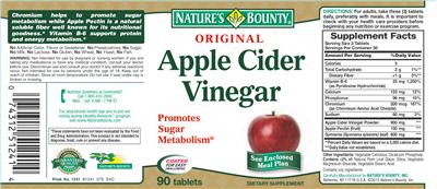 Photo of the Nature's Bounty Original Apple Cider Vinegar label