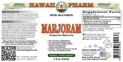 Photo of the Hawaii Pharm Marjoram Non-Alcohol label