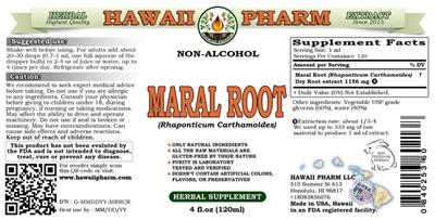 Photo of the Hawaii Pharm Maral Root Non-Alcohol label
