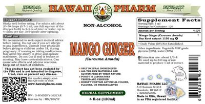 Photo of the Hawaii Pharm Mango Ginger Non-Alcohol label
