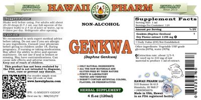 Photo of the Hawaii Pharm Genkwa Non-Alcohol label