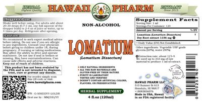 Photo of the Hawaii Pharm Lomatium Non-Alcohol label