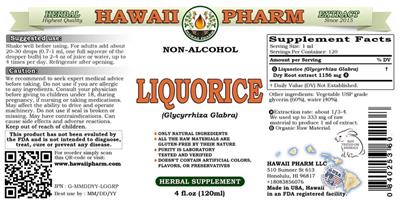 Photo of the Hawaii Pharm Liquorice Non-Alcohol label