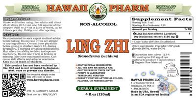 Photo of the Hawaii Pharm Ling Zhi Non-Alcohol label