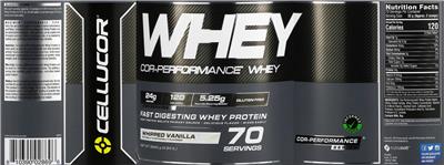 Photo of the Cellucor COR-Performance Whey Whipped Vanilla label