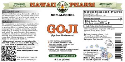 Photo of the Hawaii Pharm Goji Non-Alcohol label