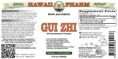 Photo of the Hawaii Pharm Gui Zhi Non-Alcohol label