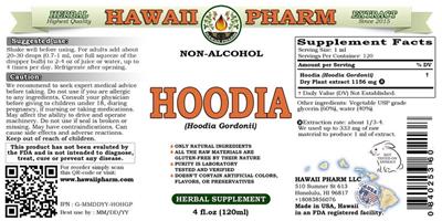 Photo of the Hawaii Pharm Hoodia Non-Alcohol label