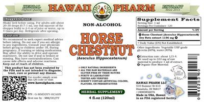 Photo of the Hawaii Pharm Horse Chestnut Non-Alcohol label