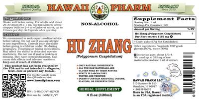 Photo of the Hawaii Pharm Hu Zhang Non-Alcohol label