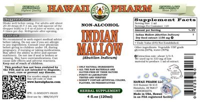 Photo of the Hawaii Pharm Indian Mallow Non-Alcohol label