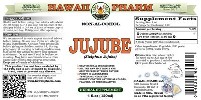 Photo of the Hawaii Pharm Jujube Non-Alcohol label