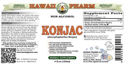 Photo of the Hawaii Pharm Konjac Non-Alcohol label