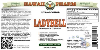 Photo of the Hawaii Pharm Ladybell Non-Alcohol label