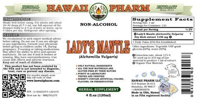 Photo of the Hawaii Pharm Lady's Mantle Non-Alcohol label