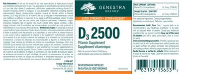 Photo of the Genestra Brands D3 2500 label
