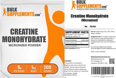 Photo of the BulkSupplements.com Creatine Monohydrate label