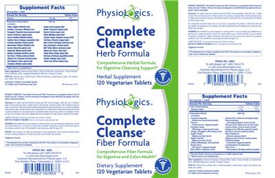 Photo of the PhysioLogics Complete Cleanse Fiber Formula label