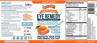Photo of the Barlean's Eye Remedy Tangerine Smoothie label