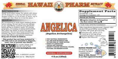 Photo of the Hawaii Pharm Angelica label