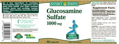 Photo of the Nature's Bounty Glucosamine Sulfate 1000 mg label