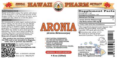 Photo of the Hawaii Pharm Aronia label