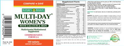 Photo of the Nature's Bounty Multi-Day Women's label
