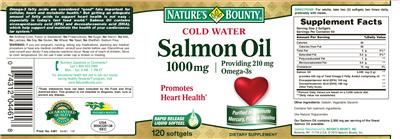 Photo of the Nature's Bounty Cold Water Salmon Oil 1000 mg label