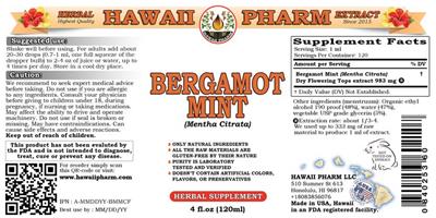 Photo of the Hawaii Pharm Bergamot Mint label