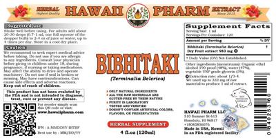 Photo of the Hawaii Pharm Bibhitaki label
