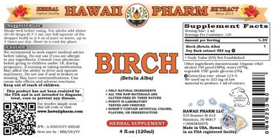 Photo of the Hawaii Pharm Birch (Betula alba) label