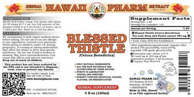 Photo of the Hawaii Pharm Blessed Thistle label