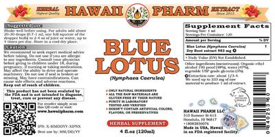 Photo of the Hawaii Pharm Blue Lotus label