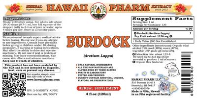 Photo of the Hawaii Pharm Burdock label