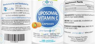 Photo of the Core Med Science Liposomal Vitamin C Capsules 1000 mg label