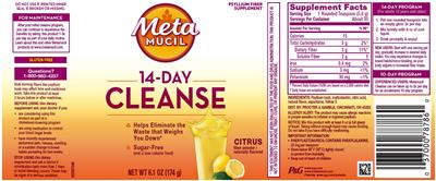 Photo of the Metamucil 14-Day Cleanse Citrus label