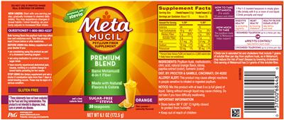 Photo of the Metamucil Metamucil Premium Blend Orange Sugar-Free with Stevia label