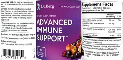 Photo of the Dr. Berg Advanced Immune Support label