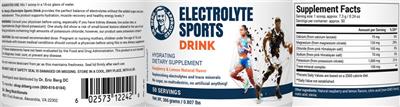 Photo of the Dr. Berg Electrolyte Sports Drink Raspberry & Lemon Natural Flavor label