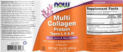 Product label for Multi Collagen Protein Types I, II & III Unflavored