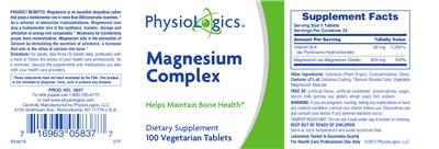 Photo of the PhysioLogics Magnesium Complex label