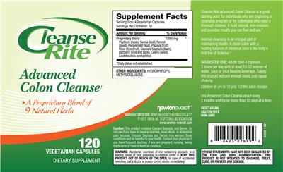 Photo of the NewtonEverett Cleanse Rite Advanced Colon Cleanse label