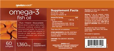 Photo of the NewtonEverett Omega-3 Fish Oil 1,360 mg label