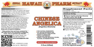 Photo of the Hawaii Pharm Chinese Angelica (Angelica sinensis) label