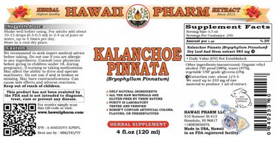 Photo of the Hawaii Pharm Kalanchoe Pinnata label