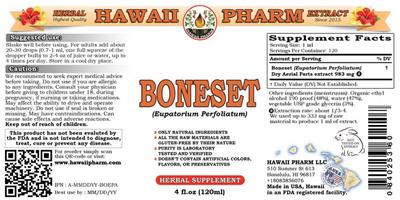 Photo of the Hawaii Pharm Boneset label