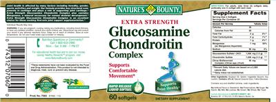 Photo of the Nature's Bounty Extra Strength Glucosamine Chondroitin Complex label