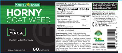 Photo of the Nature's Bounty Horny Goat Weed With Maca label