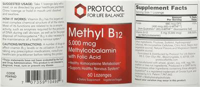 Methyl B12 5,000 mcg Methylcobalamin With Folic Acid
